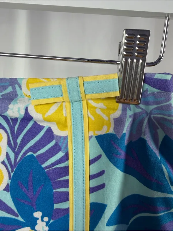 Y2K Vintage Lilly Pulitzer Cotton Floral Tropical Mini Skirt Shorts Blue Yellow - Image 3