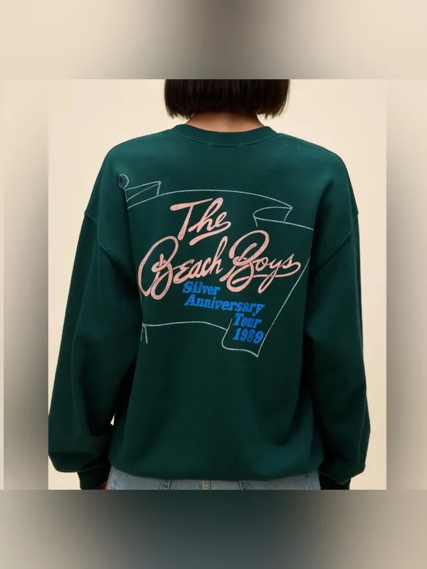 NWOT Daydreamer The Beach Boys Silver Anniversary Boyfriend Crew - Pine - Small - Image 7
