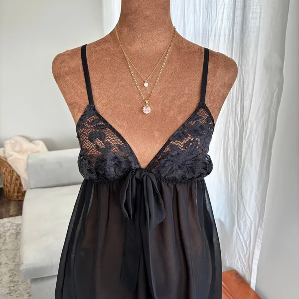 Bluebella Babydoll Top Small Black Sheer Lace Bow Romantic Coquette Lingerie - Image 13