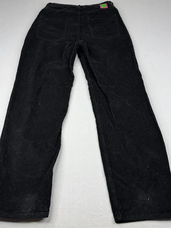 Empyre Tori Corduroy Pants Womens 5 Black Baggy Wide Leg Y2K Skater Grunge - Image 4