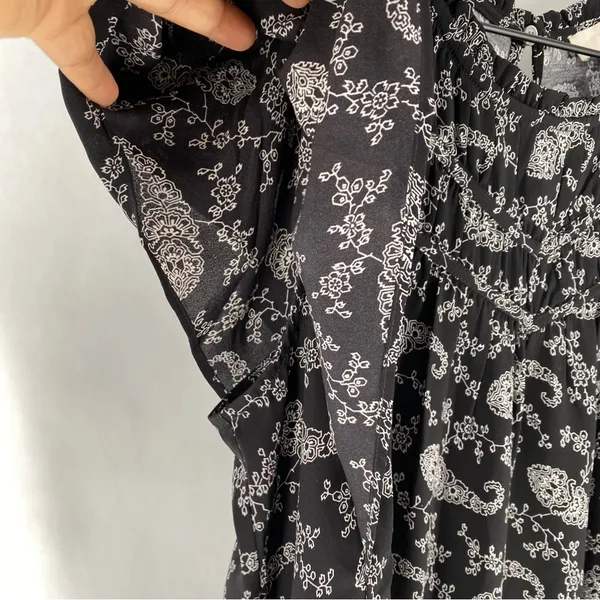 LOFT Paisley Ruched Flutter Sleeve Mixed Media‎ Top Lightweight Chiffon - Image 7