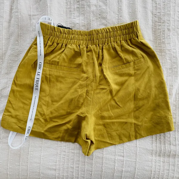 Yellow Linen Shorts - Image 4