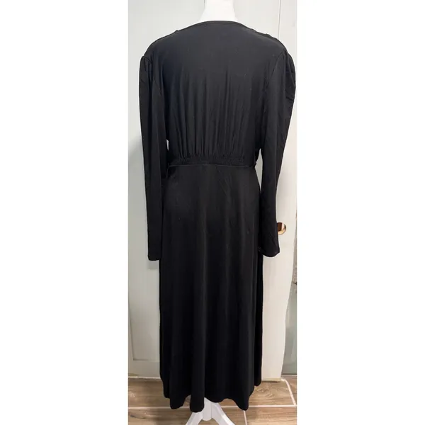 QUINCE Tencel Jersey V-Neck Long Sleeve Midi Dress Flowy Minimalist Size M - Image 4