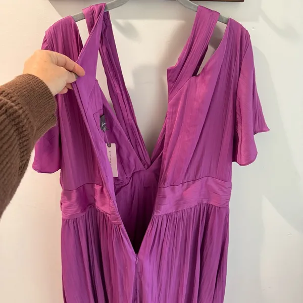 NWT by Anthropologie Purple Satin V Neck Vibrant Mini Dress Size 16‎ - Image 10