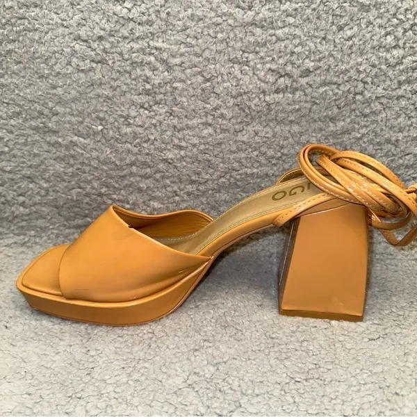 Ego Women's Shoes Beige Size 9 Faux Leather Dreamer Block Heel Ankle Tie Sandals - Image 10