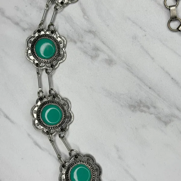 Flower Concho Western Turquoise Enamel Belt OS ✨ - Image 8