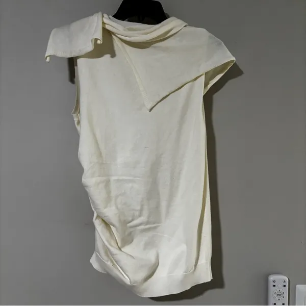 House of CB CLEMENTINE Ivory Cashmere Draped Tank And Scarf Size M - Image 6
