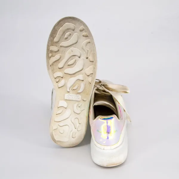 Alexander McQueen Oversized Sneakers White Leather Holographic Women's 37 6.5 - Image 8