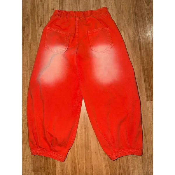 SHEIN Womens Orange Faded Barrel Leg Pants Elastic Waist Cotton Streetwear Sz 28 - Image 5