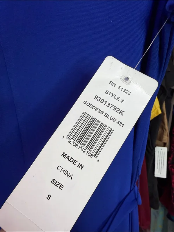 MSK Royal Blue Tie Waist V Neck Maxi Dress Short Sleeve Stretch. Size S - Image 6