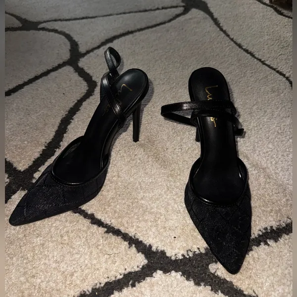 Lulus Louize Black Embroidered Ankle-Strap Heels - Image 6