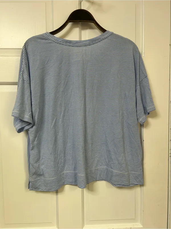 Lauren Ralph Lauren Light Blue & White Striped Short Sleeve Tee - Image 3