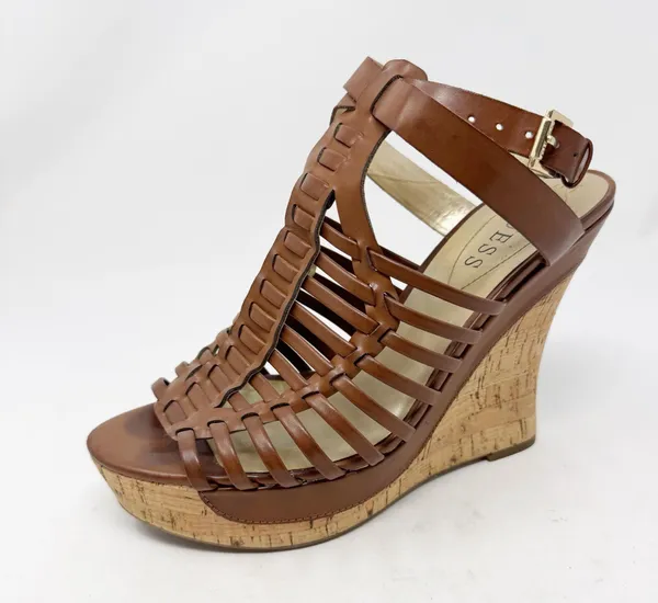 Guess Mabbel Brown Woven Wedge Sandals Size 8.5 - Image 9