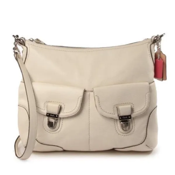 Vtg Coach Poppy Avery hobo/crossbody bag white pebbled leather - Image 2