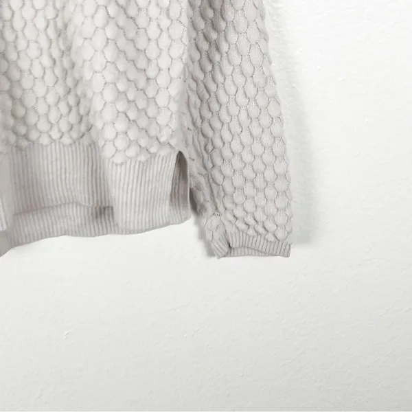 FRENCH CONNECTION Off White Wool Blend Mesh Sleeves Textured Sweater Small - Image 7