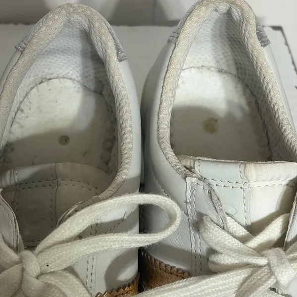 ECCO Soft 7 White Leather Metallic Rose Gold Silver Sneakers Size 38 7-7.5 - Image 8