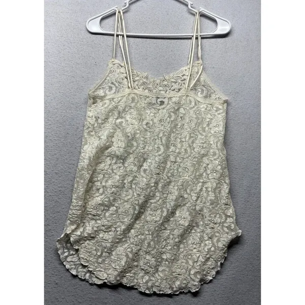 Vintage Y2K Cinema Etoile Lace Camisole Tank Cream Layering Coquette Fairy - Image 6