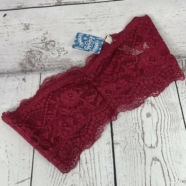 Free People Intimately Bandeau Bra Lacey Looks Burgundy Small Strapless New Red - Image 5