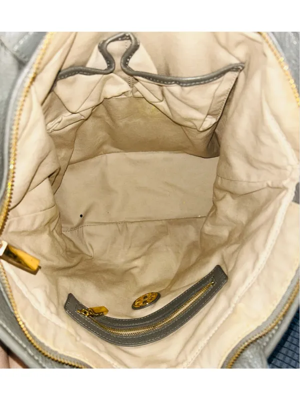 Tory Burch Large Leather Horsebit Jaden Tote Elephant - Image 6