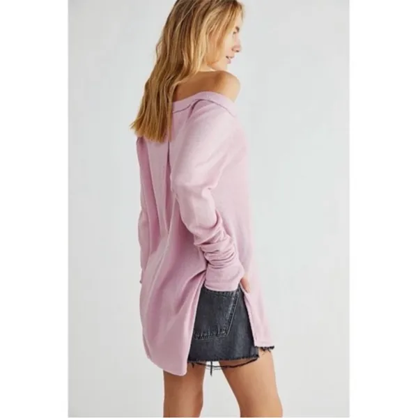 NWT Free People We the Free Oversized Snowy Thermal in‎ Mink Tink Womens Size L - Image 2