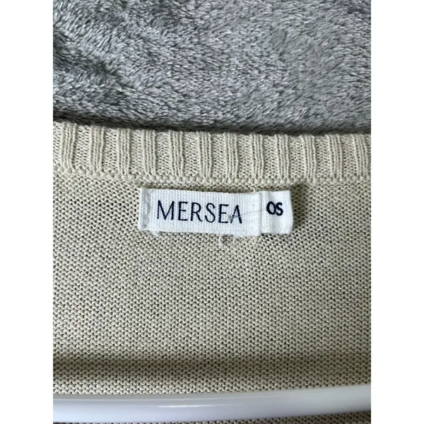 Mersea One Size Cream‎ Knit Tunic Sweater Oversized Pocket Pullover Coastal Chic - Image 5
