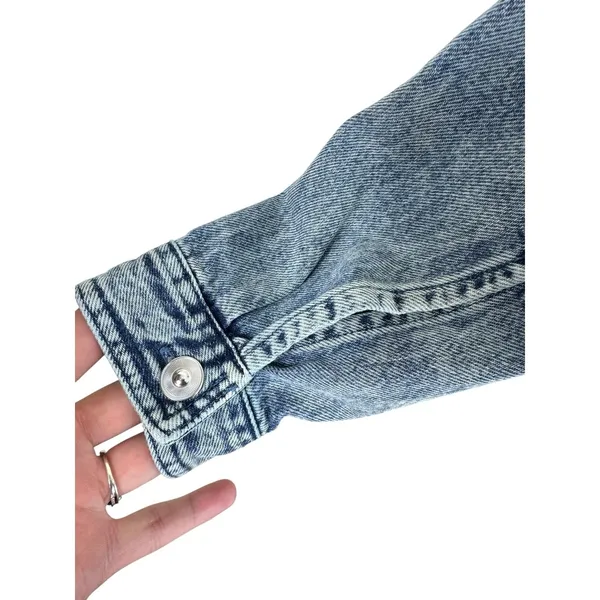 ZARA 100% Cotton‎ Acid Wash Long Sleeve Belted Button Down Denim Jumpsuit Size M - Image 8