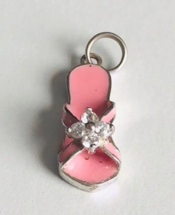925 Sterling Silver Pink Flip Flop Pendant Charm - Image 5