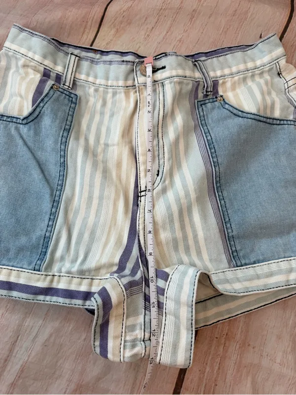 Urban Outfitters BDG Striped Patchwork High Rise Mom Shorts Size 32 Nebraska - Image 5