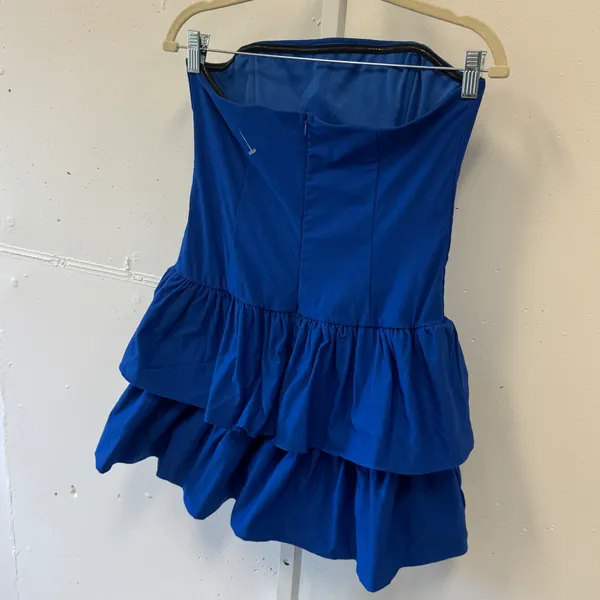 Lucy In The Sky Royal Blue Strapless Tiered Ruffle Mini Dress‎ XL Party Cocktail - Image 5