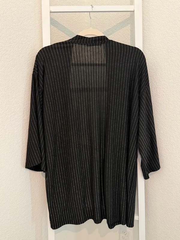 Zara blazer in black with fine metallic silver pinstripes - Image 4