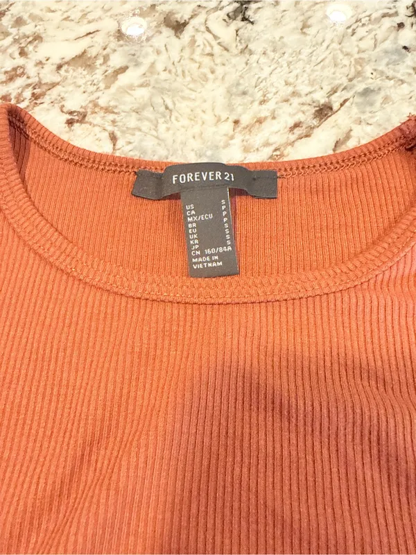 Forever 21 Rust Ribbed Ruched Drawstring Side Crop Top Small - Image 4