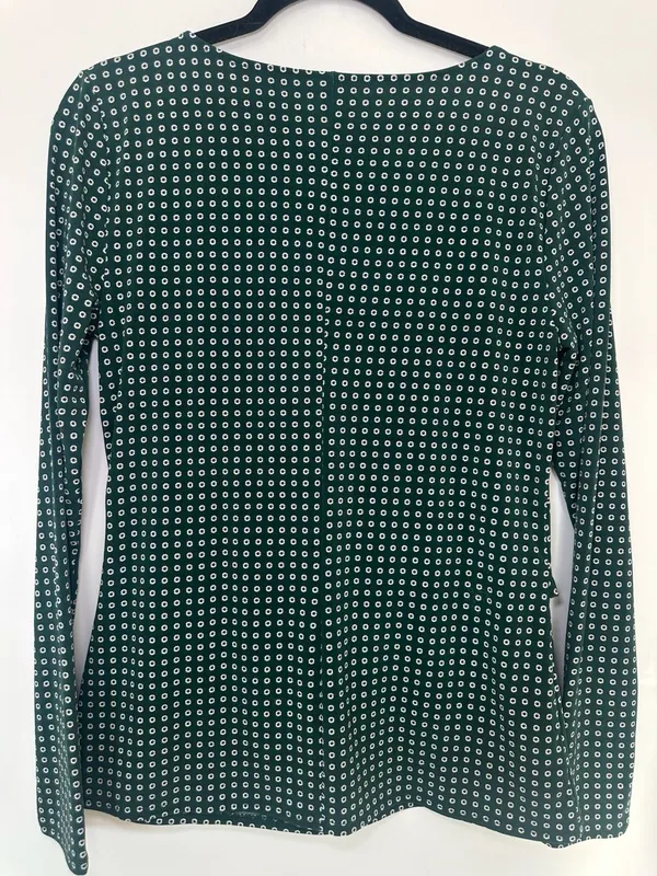 Ann Taylor Factory Twist Front Long Sleeve Top Size M Green Geo - Image 4