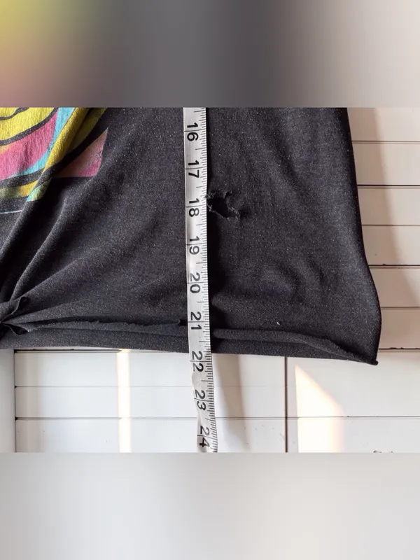 NIRVANA Black Tie-Front distressed tee with Multicolor Smiley Graphic - Image 11