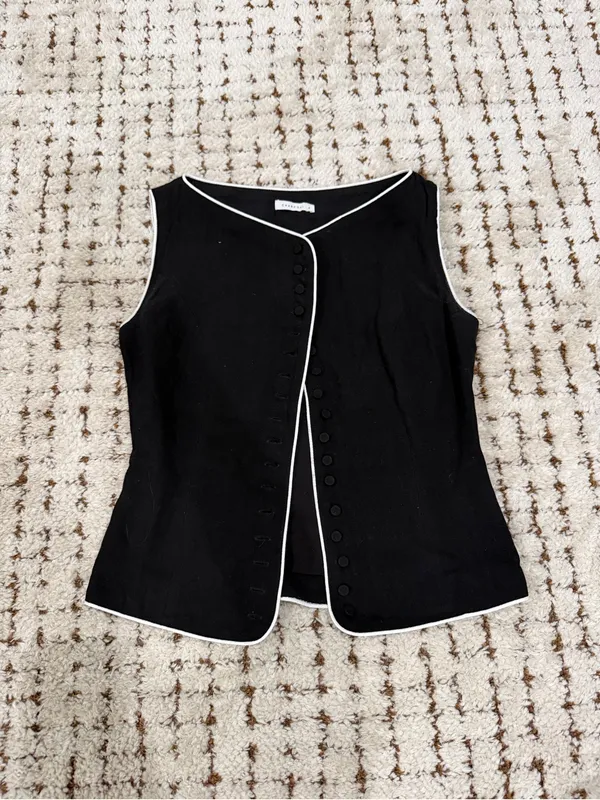 Charcoal Clothing — Black w/ white trim button down - Image 2