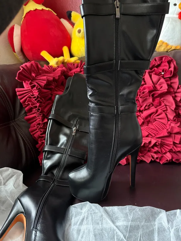 Black Platform Stiletto Boots size 7 new - Image 5