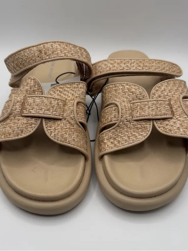 Lane Bryant Raffia Slide Sandals 9W Wide Beige Woven Comfort NWT - Image 2