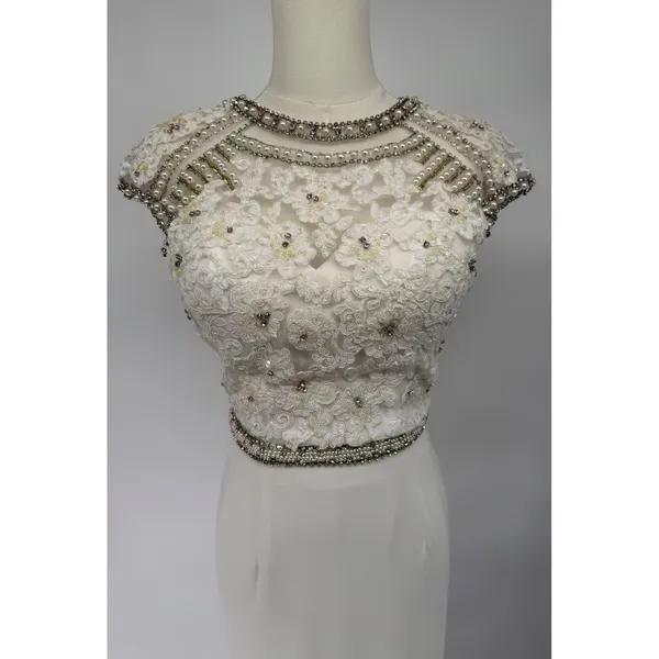 Sherri Hill 50025 White Two Piece Open Back Beaded‎ Gown Size 2 New! - Image 8