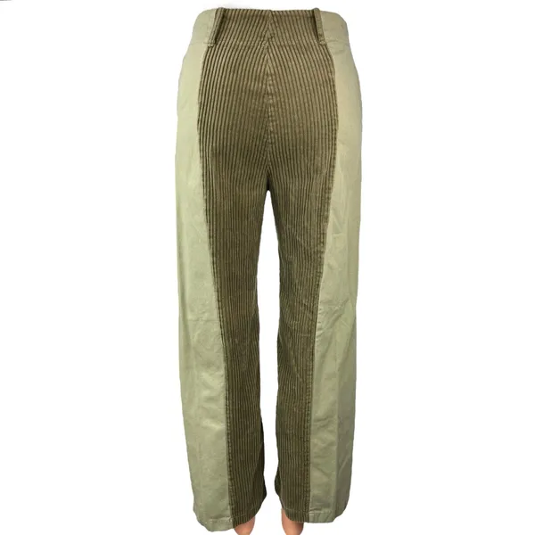 Urban Outfitters Corina Green Corduroy Colorblock High-Waist Trousers Pants 0 - Image 3