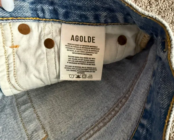 Agolde Parker Light Wash Distressed Denim Cutoff Shorts - Image 4