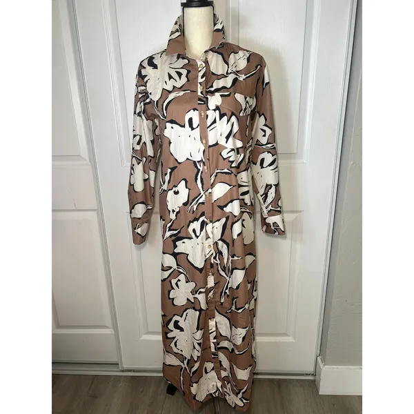 Maeve Anthropologie The Soren NWT Floral Shirt Dress Midi‎ Button Down Small - Image 3