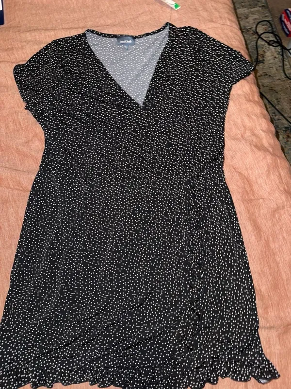 ModCloth Black and White Polka Dot Ruffle Dress‎ Size XL - Image 2