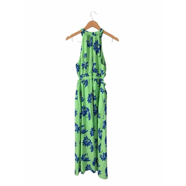 Likely Constellation Dress Green Blue Floral Cutout Halter Midi Size 8 NEW - Image 3