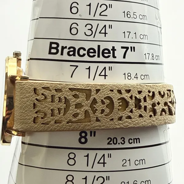 Elegant Accutime Gold-Tone Tan Leather Band Women's Watch Working - Image 5
