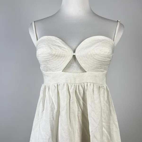 NWOT Farm Rio Linen Blend White Sleeveless Mini Dress Size L - Image 7
