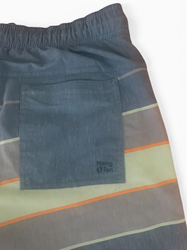 Hang Ten Men’s XL Striped Swim Trunks Board Shorts Compression Liner Blue Gray - Image 10
