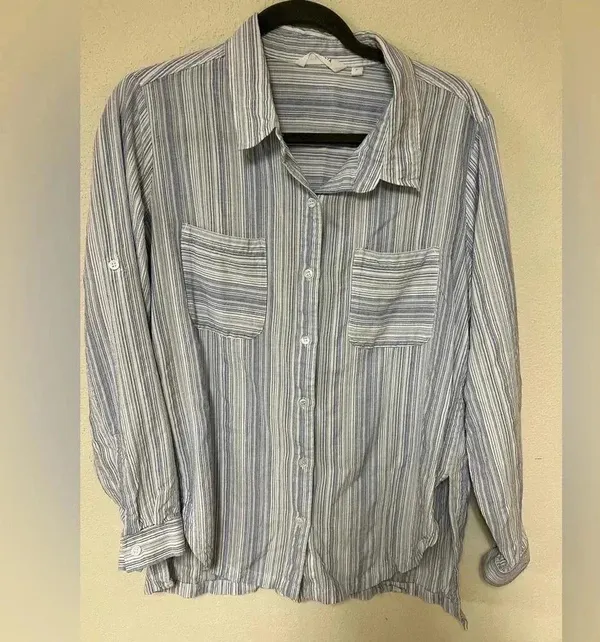 Athleta Button down top lightweight striped button down XL - Image 3
