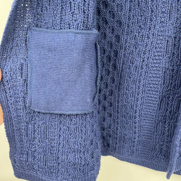 aran crafts sweater women Cable Knit XXS 2XS Blue 100 Merino Wool Fisher Core - Image 9