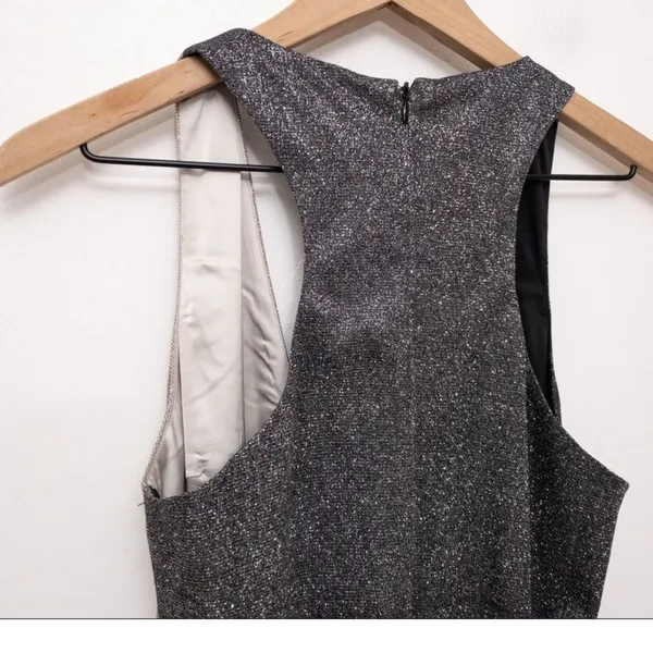 MESHKI NEW Two-Tone Glitter Wrap Dress Black Shimmer Size Medium - Image 10