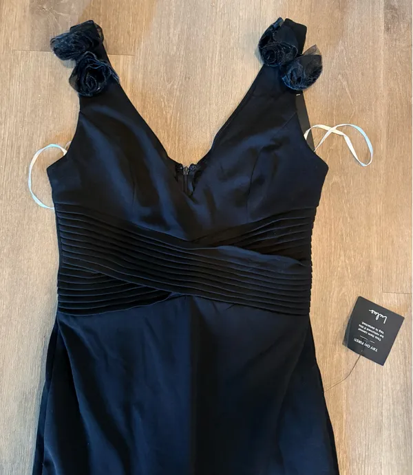 Lulus Maxi Black Dress 3D flowers  - Image 4