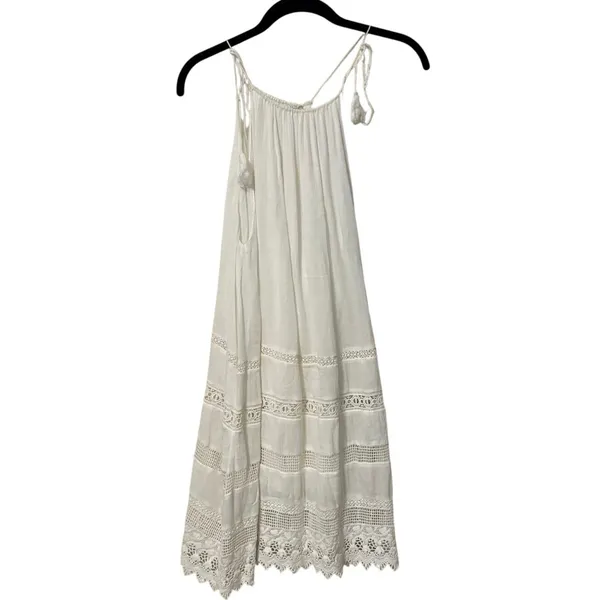 Alice + Olivia White Crochet Embroidered Danna Mini Dress Size Small - Image 2